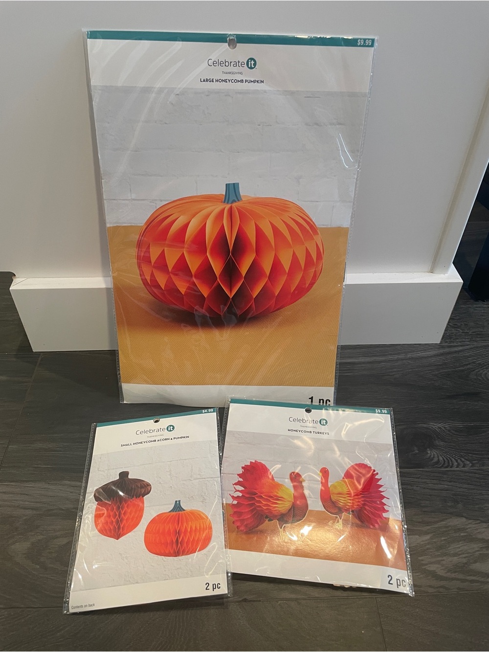 Celebrate It Orange Honeycomb Pumpkin & Fall Decorations - Table Top Decor